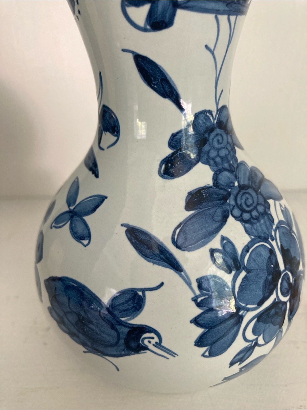 Vintage Blue and White Floral Ceramic Vase - Picture 11 of 11